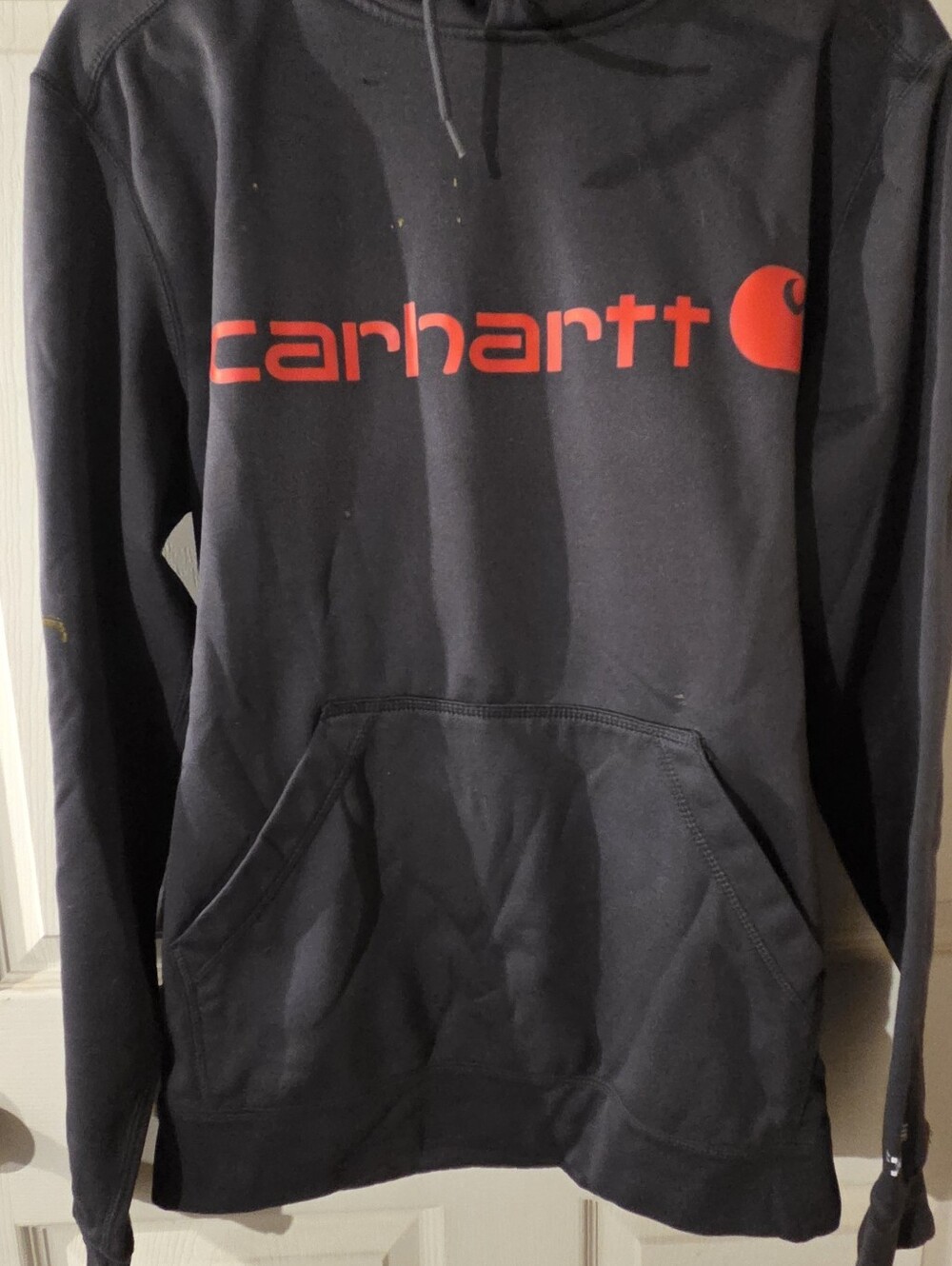 Carhartt Men’s Black Zip-Up Hoodie with Red Logo